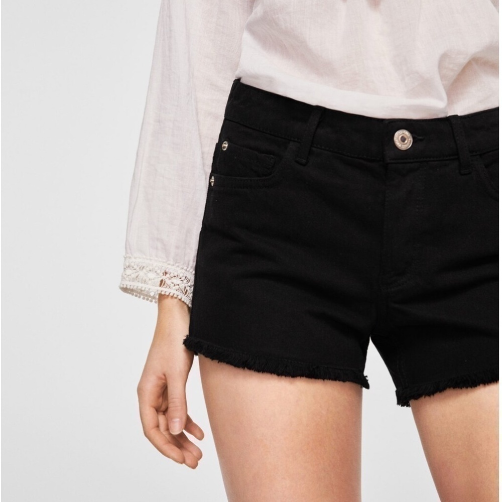 NWT MANGO BLACK  CUTOFF SHORTS - 1